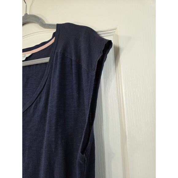 Boden Navy Blue Sleeveless Cotton Knee Length Drop Waist Tie Dress Size 10L Long - Picture 2 of 11